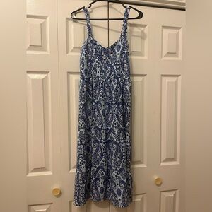 simply southern Blue and White Sleeveless Maxi Sundress